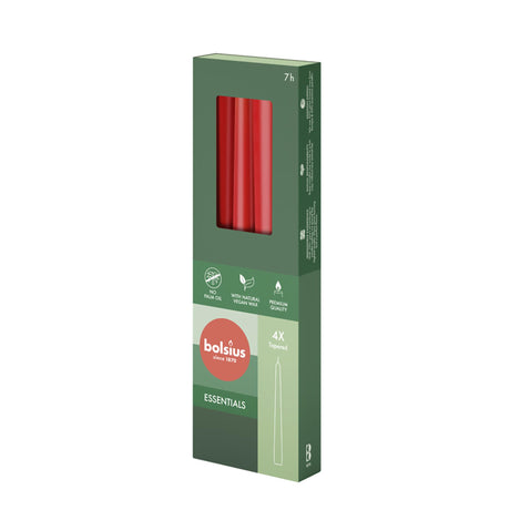 Świece gotyckie Bolsius Essentials 245 24 delikatne czerwone 4 sztuki w opakowaniu