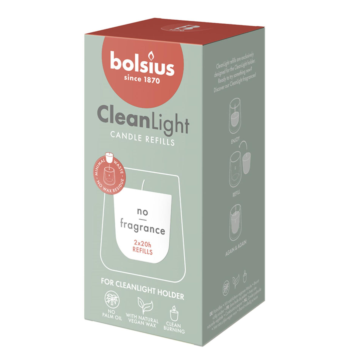 Uzupełnienie Bolsius Clean Light Zero, opakowanie 2 sztuk<br>