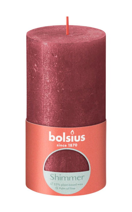 Rustykalna świeca okrągła Bolsius 130 68 czerwona