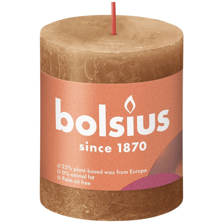 Kolekcja Bolsius Shine świeca okrągła rustykalna 80 68 spice brown - ostry brąz
