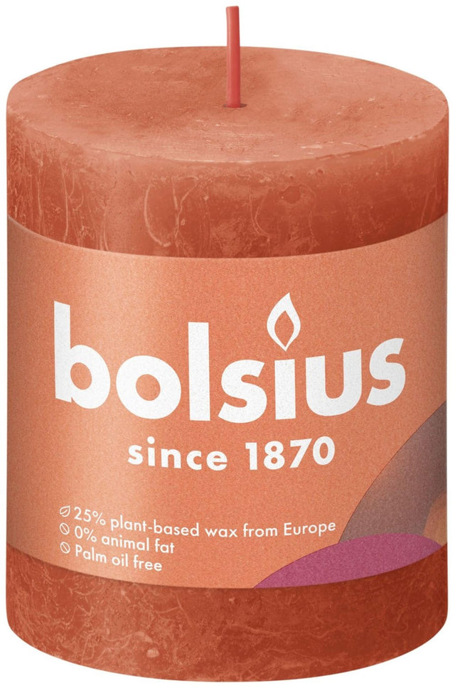 Rustykalna świeca okrągła Bolsius Shine 80 68 ziemista pomarańcza