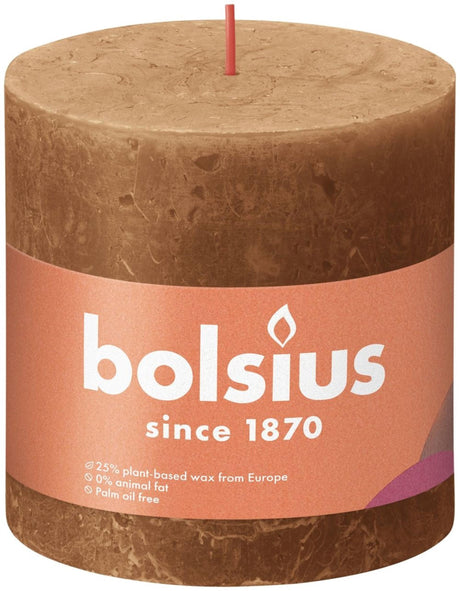 Świeca okrągła Bolsius Shine z kolekcji rustykalnej 100 100 spice brown - ostry brąz