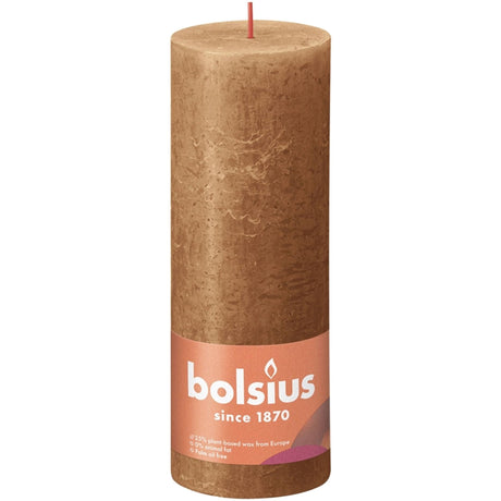 Świeca okrągła Bolsius Shine z kolekcji rustykalnej 190 68 spice brown - ostry brąz