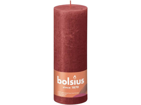 Świeca okrągła Bolsius rustykalna delikatna czerwień - 19 cm ø 7 cm