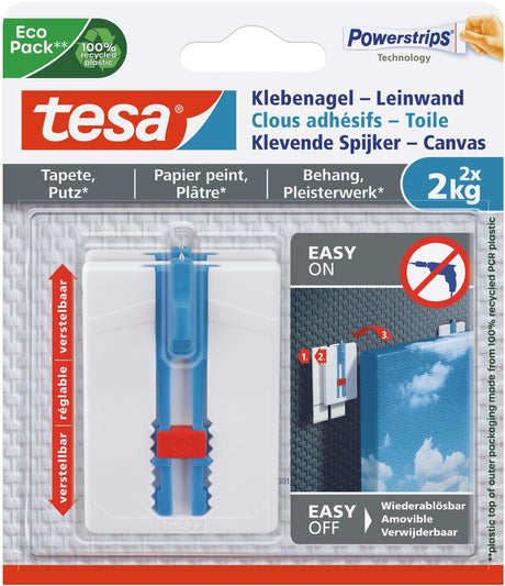 Gwóźdź regulowany Tesa ® do tynków tapetowych - idealny do płótna - gwóźdź do 2 kg - zdejmowalny