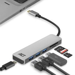 Czytnik kart koncentratora USB-C akt ac7050 czarny, szary 0,15 m