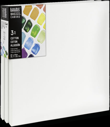 Liquitex 471040040 płótno podstawowe 40 x 40 cm – zestaw 3 szt. | 100% płótno bawełniane ok. 280 g m² | potrójnie gruntowany | nadaje się do farb akrylowych i olejnych