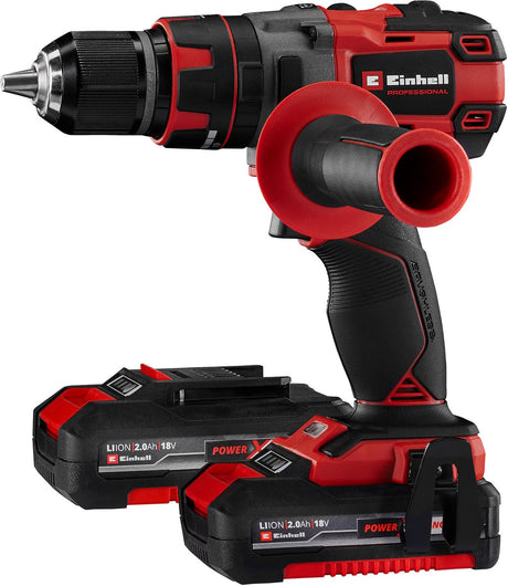 Akumulatorowa wiertarko-wkrętarka udarowa Einhell te-cd 18 li-i bl kit - power x-change - 18 V Li-ion - z funkcją udaru - 2 prędkości - 60 nm - w zestawie. 2x akumulator 2,0 Ah i ładowarka