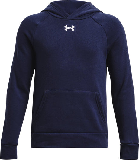Under Armour Ua Rywalizująca polarowa bluza z kapturem-blu sportowy sweter chłopięcy - granatowy - biały
