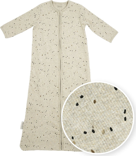 Śpiworek dziecięcy Meyco Rib Mini Spot z rękawami - piaskowy melanż - 90cm - 1,0 tog