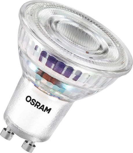 Reflektor LED klasy energetycznej Osram par16 o mocy 2 W, 360 lm, zimnej bieli (4000 K) wykonany ze szkła bezołowiowego z trzonkiem gu10 w klasie efektywności energetycznej a, średnicy 50 mm, ip20.