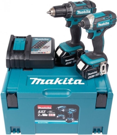 Zestaw kombinacji Makita dlx2127mj - wiertarko-wkrętarka ddf482 18v + wkrętarka udarowa dtd152 akumulator 4,0 ah (2 szt.), szybka ładowarka, mbox