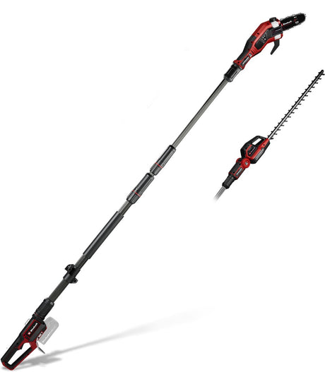 Profesjonalne narzędzie wielofunkcyjne Einhell ogrodowe gp-hc 18 5020 li t solo - power x-change - 18 V Li-Ion - długość brzeszczotu do piły łańcuchowej: 200 mm - długość brzeszczotu do nożyc do żywopłotu: 500 mm - rozstaw zębów: 25 mm - wył.