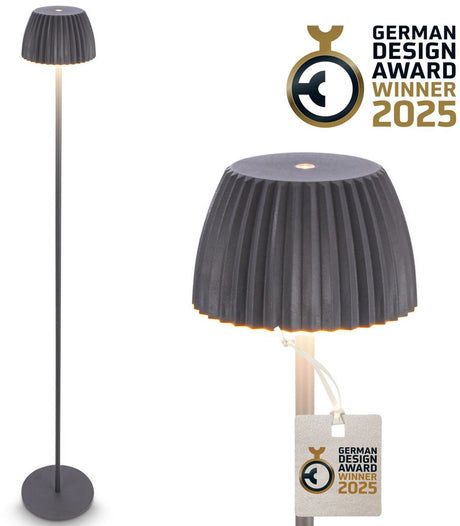 B.k.licht briloner champ - ładowalna lampa podłogowa - bezprzewodowa lampa stojąca - możliwość przyciemniania - regulacja wysokości - do wewnątrz i na zewnątrz - antracyt - ø19 x 124 cm