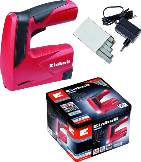 Zszywacz akumulatorowy Einhell tc-ct 3,6 li - 3,6 v - 1,3ah - 30 strzałów min - w komplecie. pudełko metalowe, ładowarka 1000 zszywek typ 53
