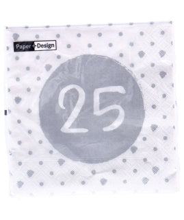 Serwetki Duni 25 urodziny 33x33 cm