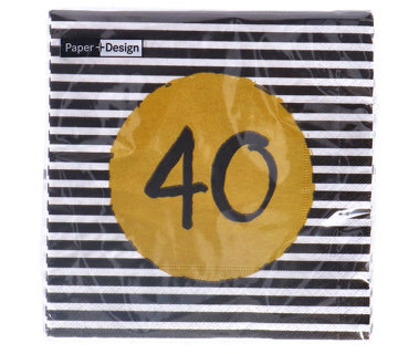 Serwetki 40. urodziny 33x33 cm | 4 sztuki