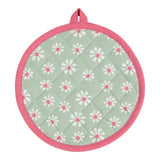 Daisy flowers pannenlap onderzetter rond groen 20 cm | 3 stuks