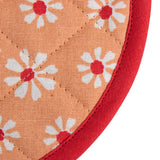 Daisy flowers pannenlap onderzetter rond oranje 20 cm | 3 stuks