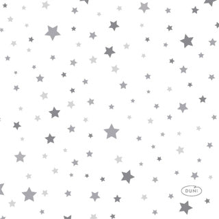 Serwetki Duni srebrny stardust 24 x 24 cm | 12 sztuk