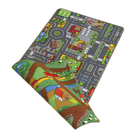 Mata do zabawy dwustronna miasto i farma, 67x100cm