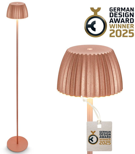 B.k.licht briloner champ - ładowalna lampa podłogowa - bezprzewodowa lampa stojąca - możliwość przyciemniania - regulacja wysokości - do wewnątrz i na zewnątrz - w kolorze miedzi - ø19 x 124 cm