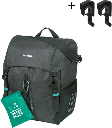 Basil Discovery 365D Pojedyncza torba rowerowa L - sportowy, lekki pojedyncza torba rowerowa - 20L - Czarna walka