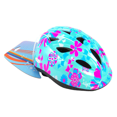 Dziecięcy kask rowerowy Volare - xs - niebiesko-różowe kwiaty - 47-51 cm - bardzo mały model