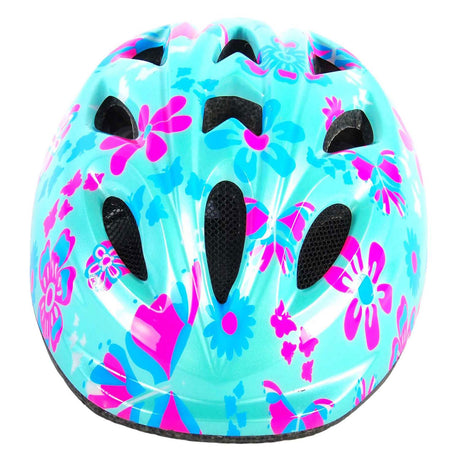 Dziecięcy kask rowerowy Volare - xs - niebiesko-różowe kwiaty - 47-51 cm - bardzo mały model