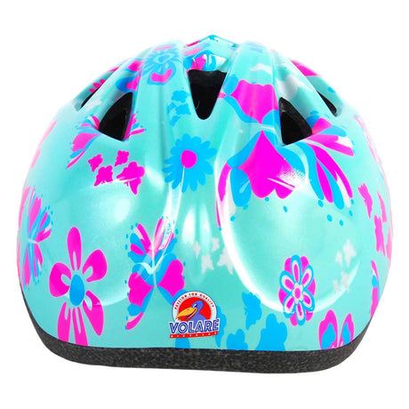 Dziecięcy kask rowerowy Volare - xs - niebiesko-różowe kwiaty - 47-51 cm - bardzo mały model