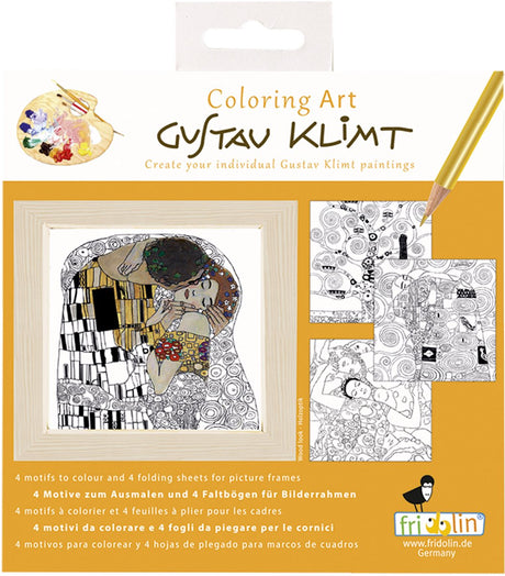 Zestaw do kolorowania Fridolin - 4 kolorowanki z ramką 15x15 cm - Gustav Klimt