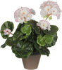 Ozdoby mikowe sztuczna roślina - pelargonia - biały róż - w doniczce - 34 cm - sztuczne rośliny - sztuczne kwiaty