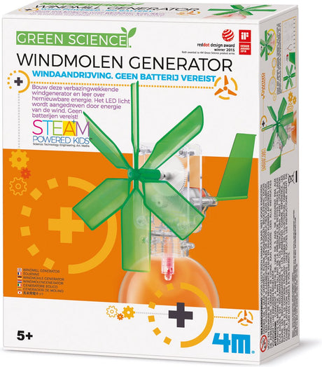 Nauka i gry 4m - stwórz światło własnym generatorem wiatrakowym - kidzlabs - zielona nauka - 8+