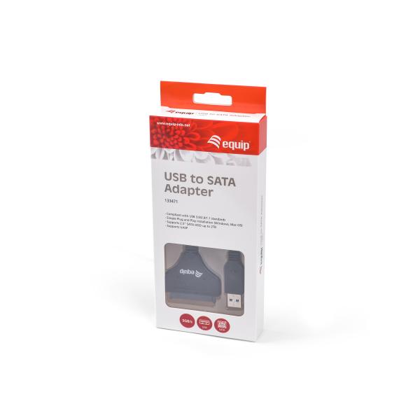 Equip 133471 Adapter USB3.0 na Sata, męski męski, 0,5 m, czarny