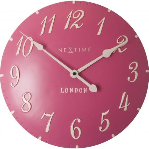Zegar Nexttime 3084rz london arabski, ø34,5 cm, ścienny, różowy biały