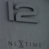 Zegar Nexttime 3096gs, drewno, średnie, ø35,5 cm, ściana, szary
