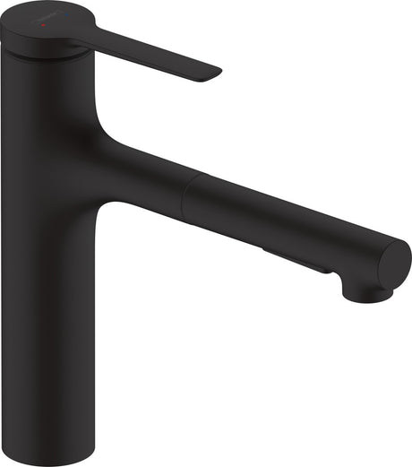 Hansgrohe zesis m33 - bateria kuchenna - sterowanie jednouchwytowe - rozmiar 160 mm - wyciągana wylewka - 2 funkcje strumienia - czarny mat