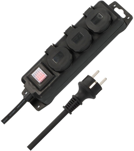 Gniazdo Brennerstuhl z przełącznikiem ip44 3-drożne czarne 2m h07rn-f 3g1.5