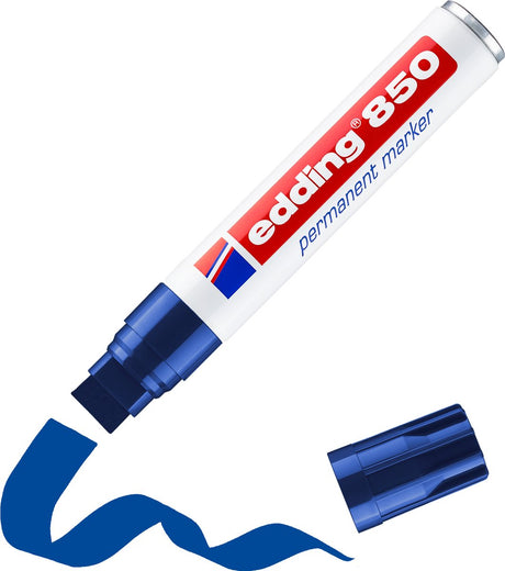 Marker permanentny Edding 850 - niebieski - 1 marker - ostrze dłuta 5-16 mm - odporny na wodę i ścieranie - do kartonu, plastiku, drewna, metalu itp. - markery alkoholowe dla dorosłych