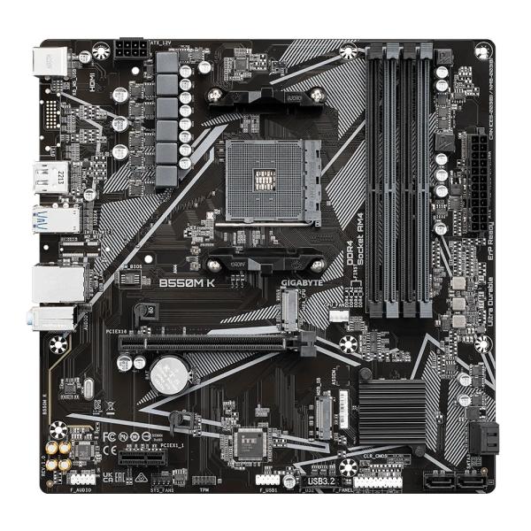 Gigabyte b550m k, amd, gniazdo am4, b550, ddr4, dual pcie 4.0 3,0 m.2