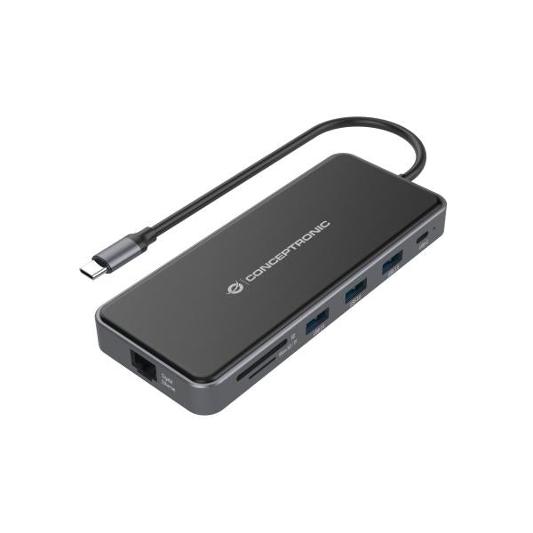 Conceptronic donn15g Stacja dokująca 12 w 1, USB 3.2 gen 1, type-c, 100 w, hdmi, vga, (micro)sd
