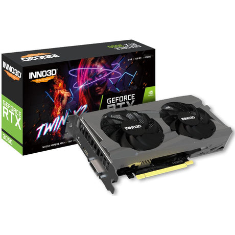 Inno3d n30502-06d6-1880va60 geforce rtx 3050, atx, 6 GB, gddr6, 96-bit, 168 GB s, podwójny wentylator