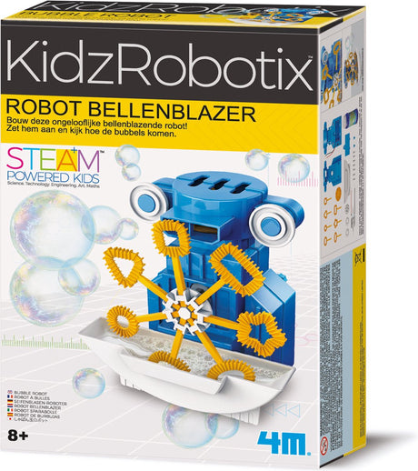 4m nauka i gry - stwórz własnego robota dmuchającego bańki - zestaw konstrukcyjny - kidzrobotix - 8+
