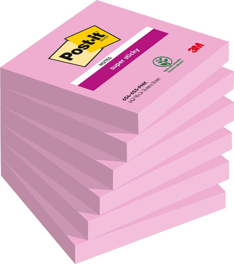 Blok samoprzylepny Post-it 654 superprzylepny 76x76mm różowy 90 kartek