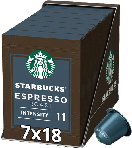 Kawa espresso w kapsułkach Starbucks by Nespresso – 7 pudełek x 18 filiżanek kawy – opakowanie wartościowe