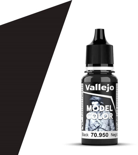 Farba akrylowa Vallejo hobby paint - model 70950 kolor czarny - butelka farby akrylowej - 18 ml