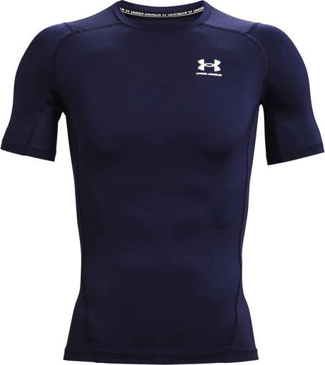 Męska koszulka sportowa Under Armour UA HG Armor Comp SS-Blu – granatowy – biały