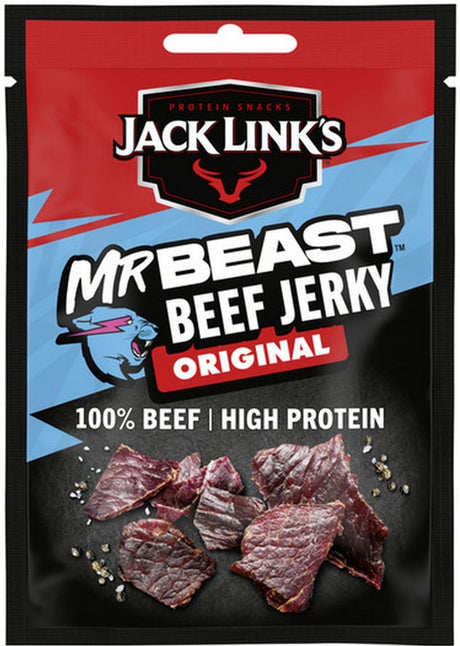 Jack link's teriyaki beef suszony - wysokobiałkowy - 100% wołowiny - bogaty w białko - idealna przekąska białkowa - pomiędzy, w drodze lub przed treningiem - 12x25g