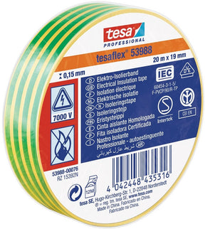 Taśma izolacyjna Tesa 19mm - 20 metrów - zielonożółta