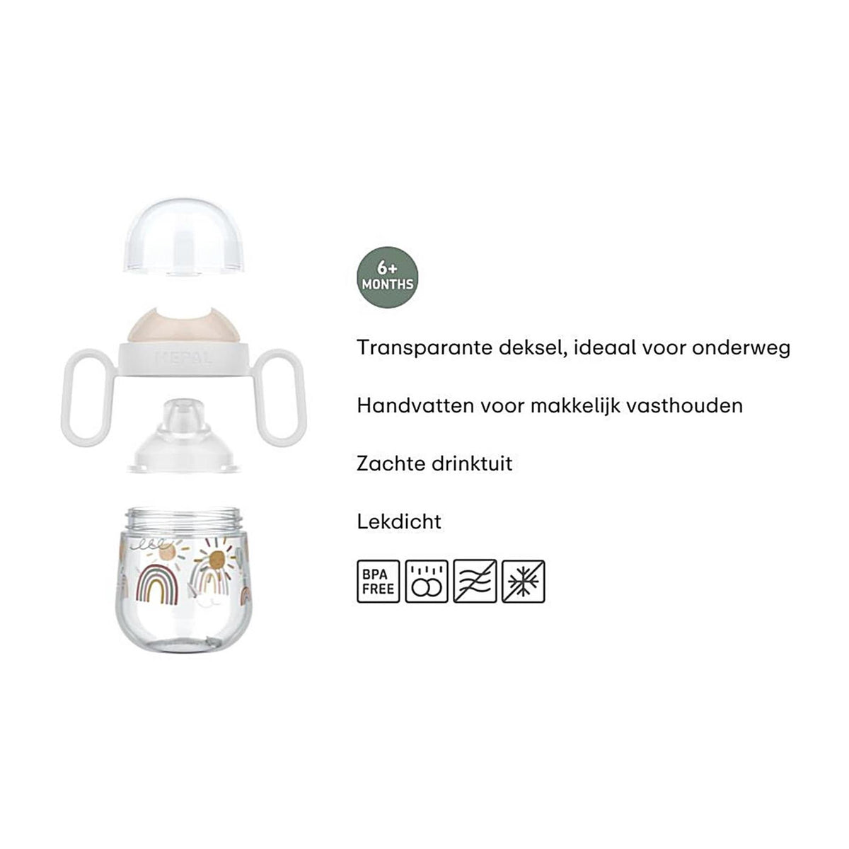 Kubek mały holenderski z niekapiącą wylewką Mepal mio - 200 ml - łatwy do trzymania - zastawa stołowa dla dzieci - mała farma